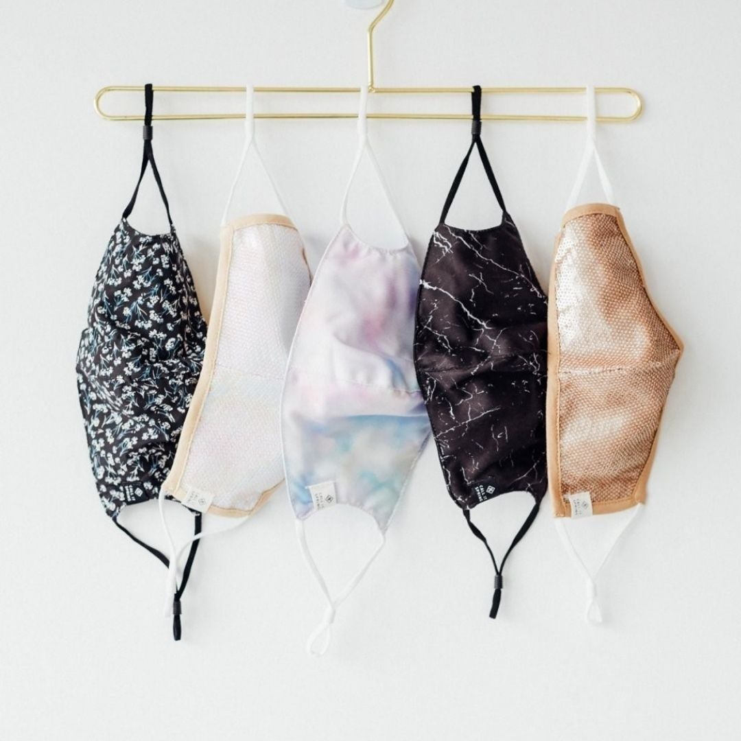 Row of colourful face masks